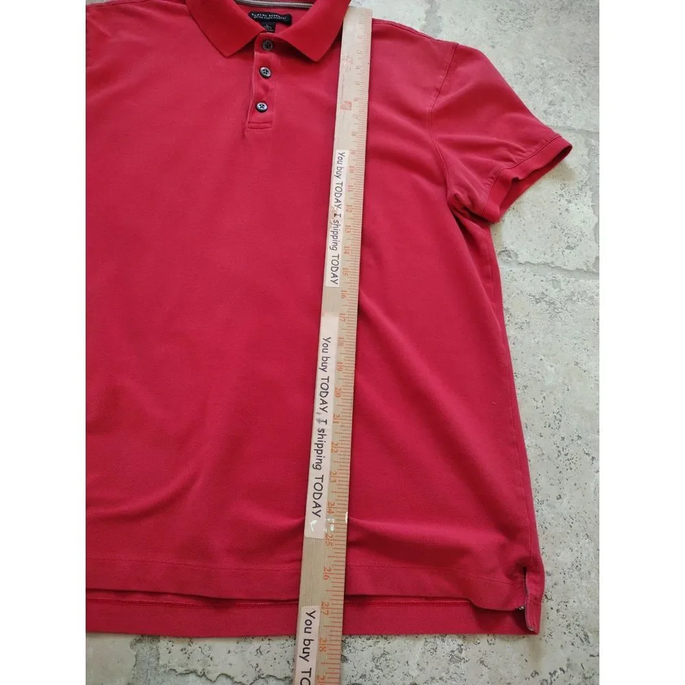 Banana Republic Polo Shirt Mens L Red‎ Fitted Pique Polo Short Sleeves Collared